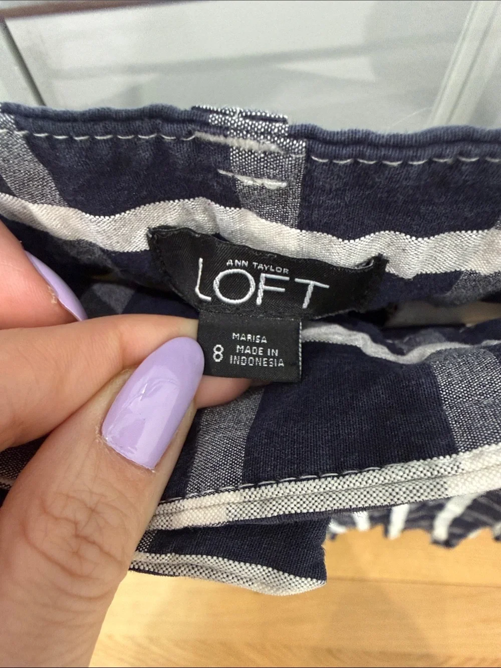 LOFT Navy and White Plaid Shorts - Marisa